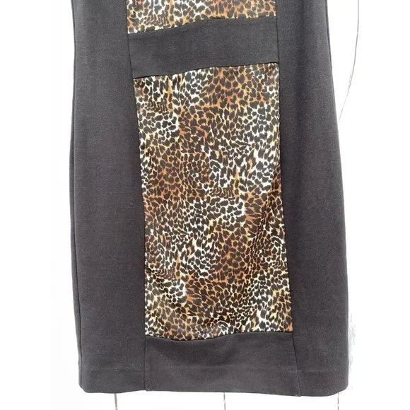 Michael Kors Womens Size 2 Gold Zip Back Sleeveless Cheetah & Black Sheath Dress - Picture 5 of 12